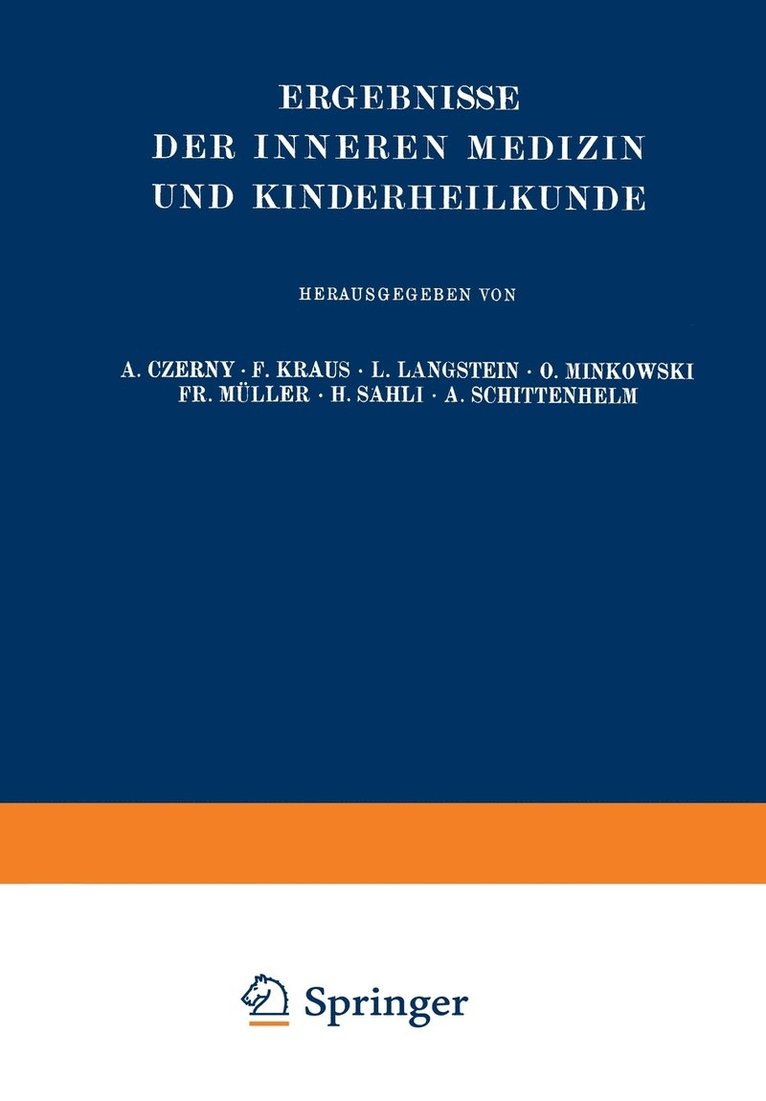 Ergebnisse der Inneren Medizin und Kinderheilkunde 1