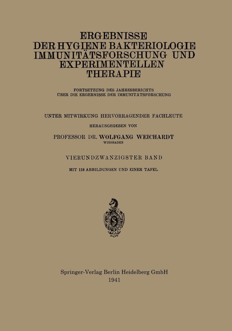 Ergebnisse der Hygiene Bakteriologie Immunittsforschung und Experimentellen Therapie 1