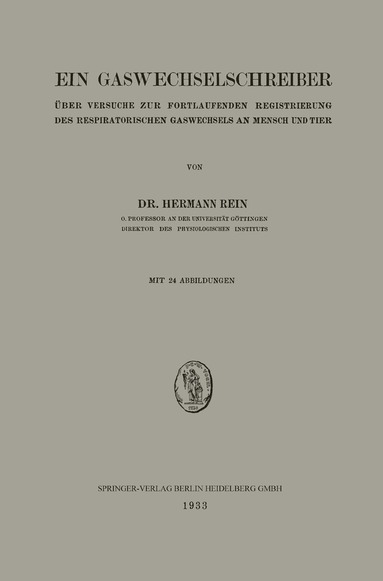 Hermann Rein - Ein Gaswechselschreiber, Häftad