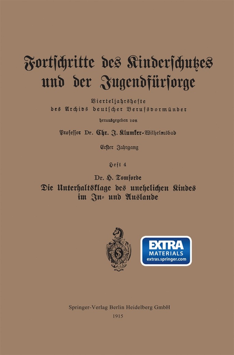 H. Tomsorde, Chr.J. Klumker, Chr J. Klumker, Chr. J. Klumker - Fortschritte des Kinderschutzes und der Jugendfürsorge, Häftad