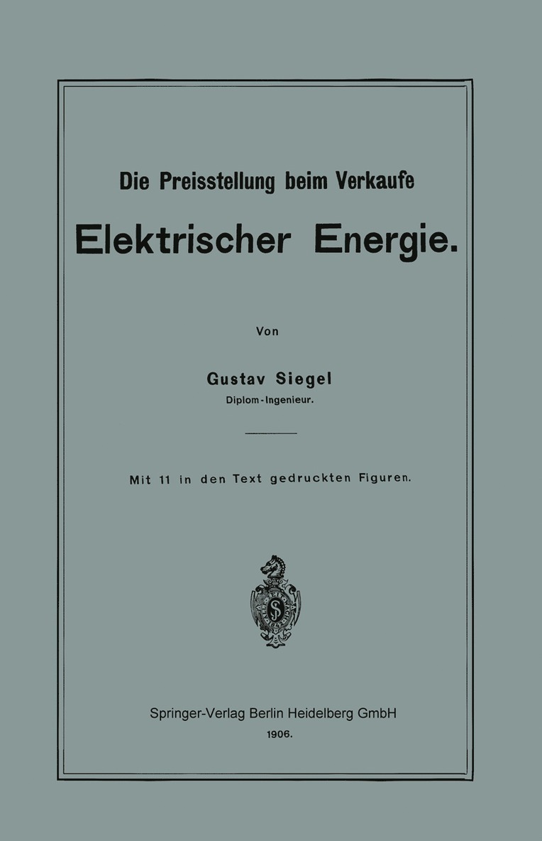Die Preisstellung beim Verkaufe Elektrischer Energie