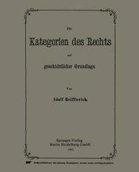 bokomslag Die Kategorien des Rechts auf geschichtlicher Grundlage