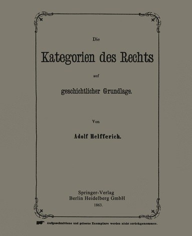 bokomslag Die Kategorien des Rechts auf geschichtlicher Grundlage