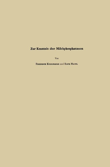 bokomslag Zur Kenntnis der Milchphosphatasen