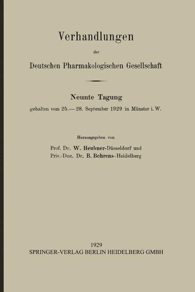 bokomslag Verhandlungen der Deutschen Pharmakologischen Gesellschaft