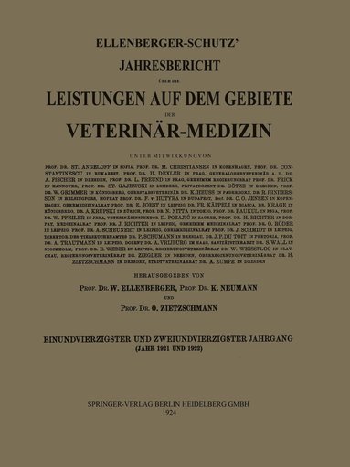 bokomslag Ellenberger-Schtz Jahresbericht ber die Leistungen auf dem Gebiete der Veterinr-Medizin