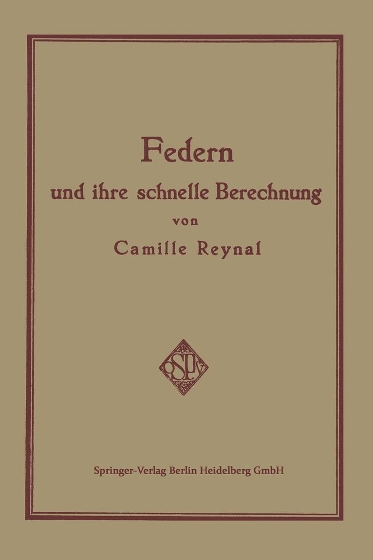 Camille Reynal, Carl Koch - Federn und ihre Schnelle Berechnung, Häftad