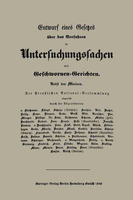 bokomslag Entwurf eines Gesetzes ber das Verfahren in Untersuchungssachen mit Geschwornen-Gerichten