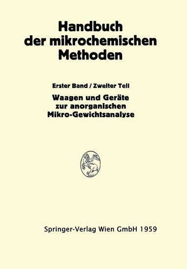 bokomslag Waagen und Wgung; Gerte zur Anorganischen Mikro-Gewichtsanalyse