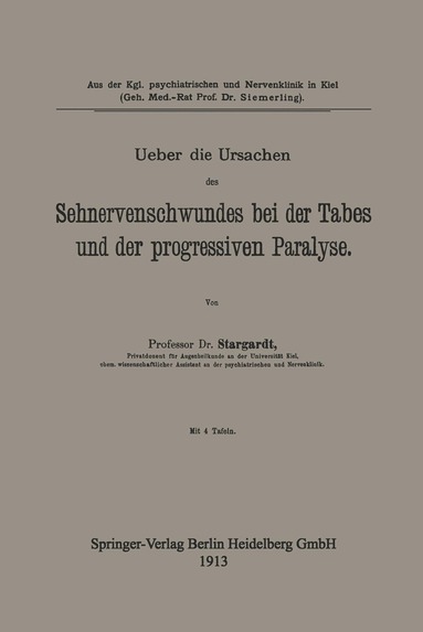 bokomslag Ueber die Ursachen des Sehnervenschwundes bei der Tabes und der progressiven Paralyse