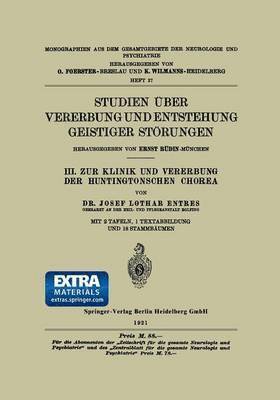 bokomslag Studien ber Vererbung und Entstehung Geistiger Strungen