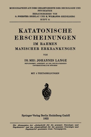 bokomslag Katatonische Erscheinungen im Rahmen Manischer Erkrankungen