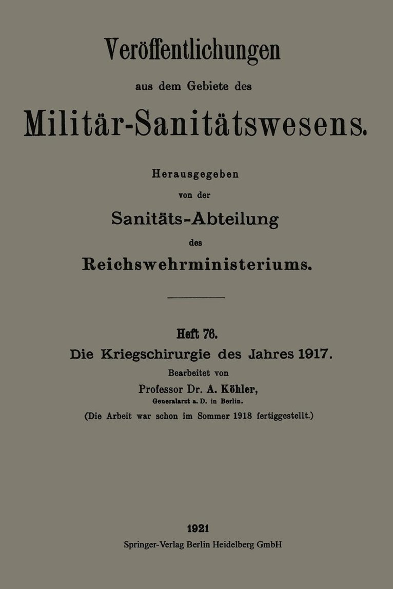 Die Kriegschirurgie des Jahres 1917 1