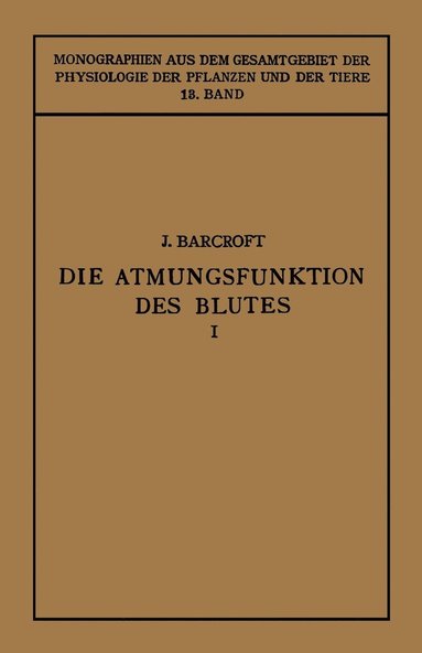 bokomslag Die Atmungsfunktion des Blutes