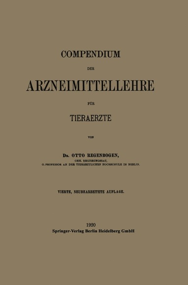 bokomslag Compendium der Arzneimittellehre für Tieraerzte