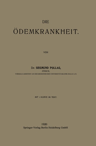 bokomslag Die Ödemkrankheit