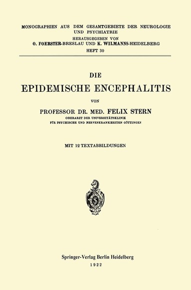 bokomslag Die Epidemische Encephalitis