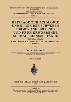 bokomslag Beitrge zur tiologie und Klinik der Schweren Formen Angeborener und Frh Erworbener Schwachsinnszutnde