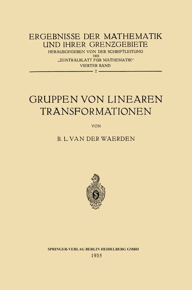 Bartel Leendert Waerden - Gruppen von Linearen Transformationen, Häftad