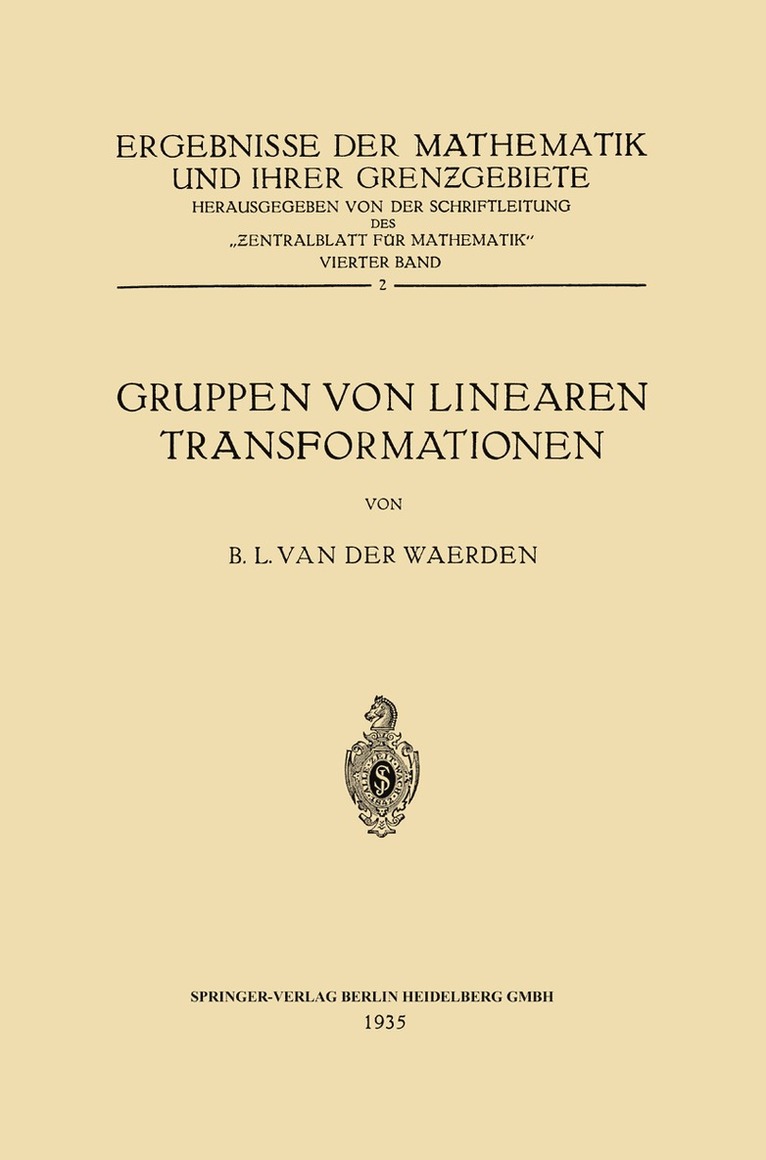 Bartel Leendert Waerden - Gruppen von Linearen Transformationen, Häftad