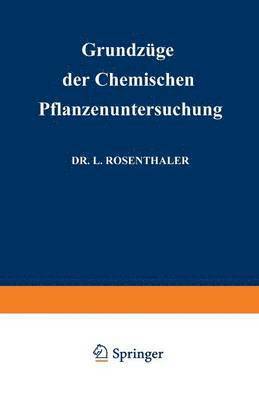 bokomslag Grundzge der Chemischen Pflanzenuntersuchung