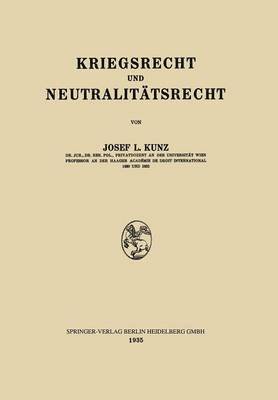 bokomslag Kriegsrecht und Neutralittsrecht