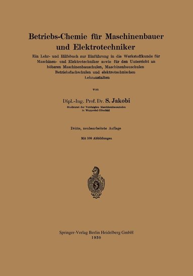 bokomslag Betriebs-Chemie fr Maschinenbauer und Elektrotechniker