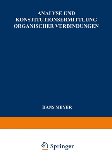 bokomslag Analyse und Konstitutionsermittlung Organischer Verbindungen