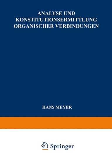 bokomslag Analyse und Konstitutionsermittlung Organischer Verbindungen