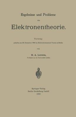 bokomslag Ergebnisse und Probleme der Elektronentheorie