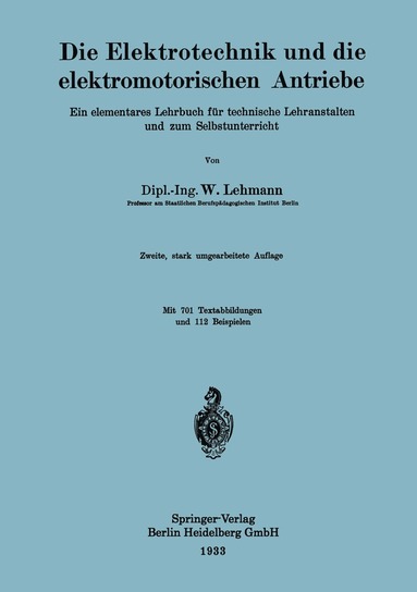 bokomslag Die Elektrotechnik und die elektromotorischen Antriebe