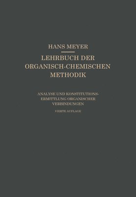 bokomslag Analyse und Konstitutionsermittlung Organischer Verbindungen