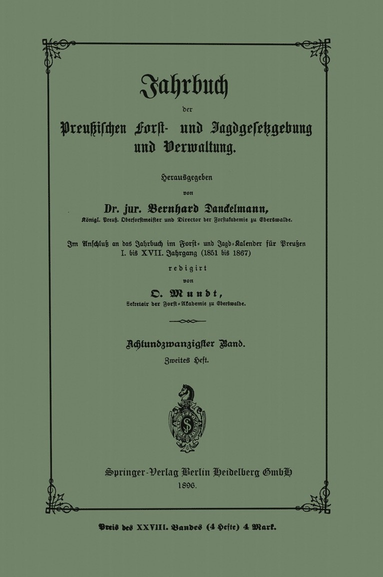 Jahrbuch der Preutzischen Forst- und Jagdgesetzgebung und Verwaltung