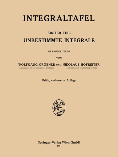 Wolfgang Gröbner, Nikolaus Hofreiter - Integraltafel, Häftad