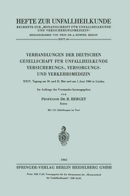 bokomslag Verhandlungen der Deutschen Gesellschaft fr Unfallheilkunde Versicherungs-, Versorgungs- und Verkehrsmedizin