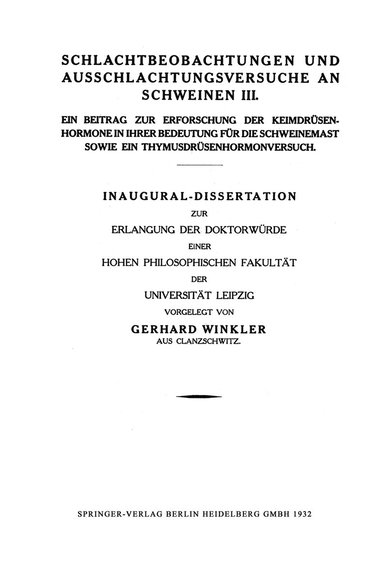 bokomslag Schlachtbeobachtungen und Ausschlachtungsversuche an Schweinen III