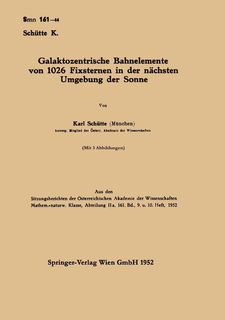 Galaktozentrische Bahnelemente von 1026 Fixsternen in der nchsten Umgebung der Sonne 1