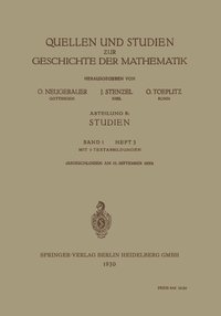 bokomslag Quellen und Studien zur Geschichte der Mathematik