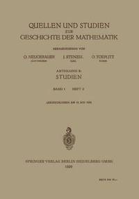 bokomslag Quellen und Studien zur Geschichte der Mathematik