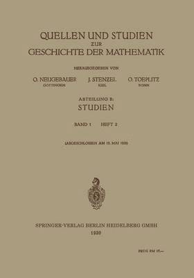 bokomslag Quellen und Studien zur Geschichte der Mathematik