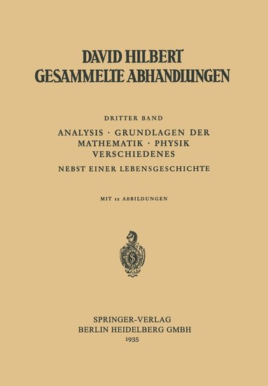 bokomslag Dritter Band: Analysis  Grundlagen der Mathematik  Physik Verschiedenes