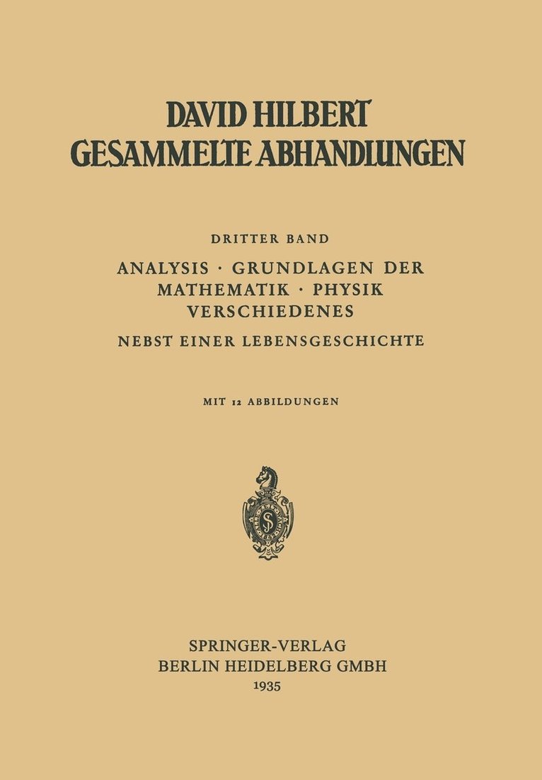 Dritter Band: Analysis  Grundlagen der Mathematik  Physik Verschiedenes 1