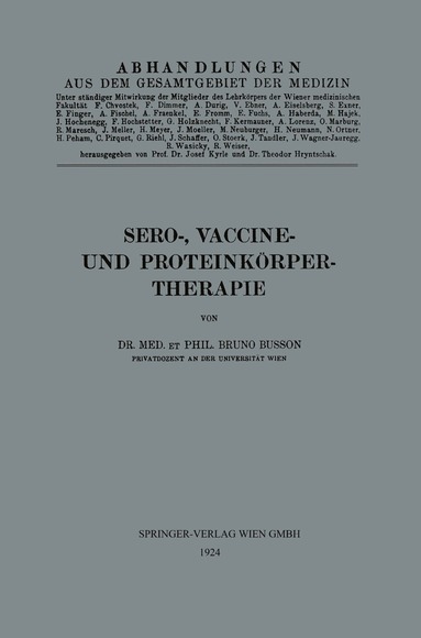 Bruno Busson - Sero-, Vaccine- und Proteinkörper-Therapie, Häftad