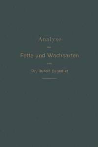 bokomslag Analyse der Fette und Wachsarten