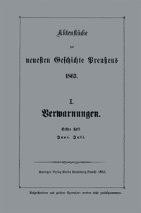 bokomslag Aktenstcke zur neuesten Geschichte Preuens 1863