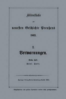 bokomslag Aktenstücke zur neuesten Geschichte Preußens 1863