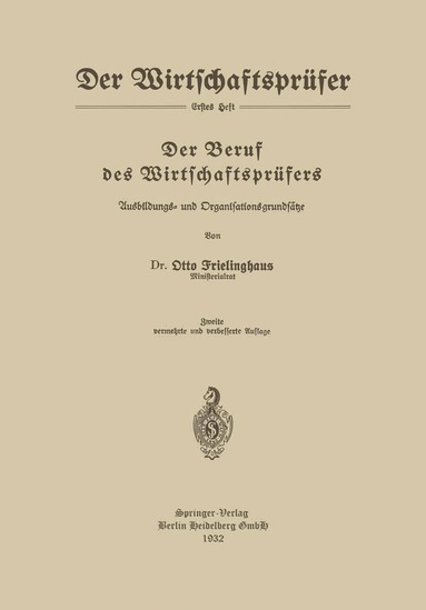 Otto Frielinghaus - Der Beruf des Wirtschaftsprüfers, Häftad