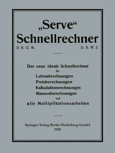 bokomslag ?Serve" Schnellrechner