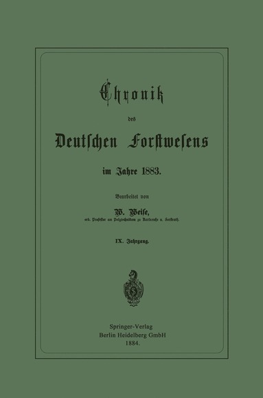 bokomslag Chronik des Deutschen Forstwesens im Jahre 1883