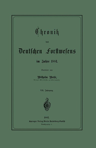 bokomslag Chronik des Deutschen Forstwesens im Jahre 1881